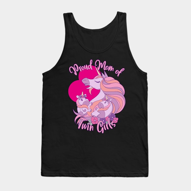 Unicorn Twins - Proud Mom of Twin Girls Tank Top by Modern Medieval Design